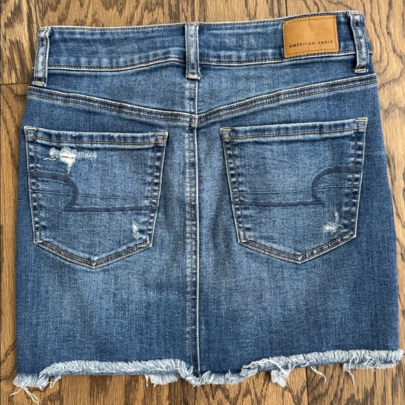 American Eagle Outfitters Blue Distressed Mini Skirt - Picture 2 of 5